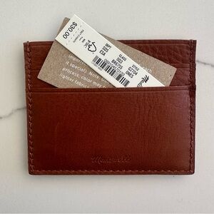 NWT Madewell The Card Case Leather Card Holder  in English Saddle Brown